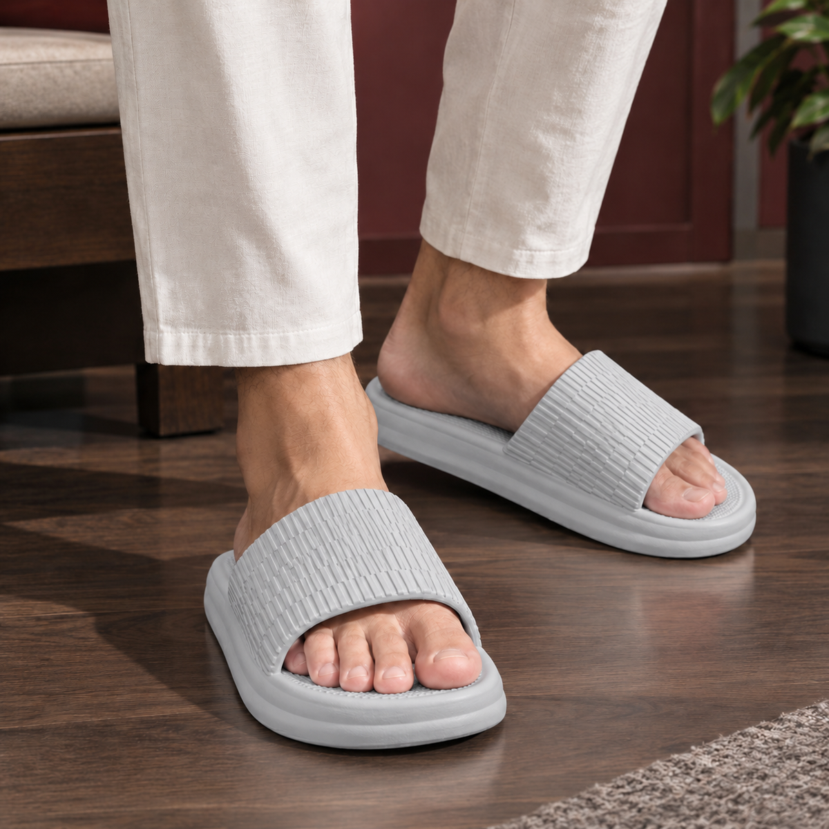 Balzano Ribbed Slides - Gray∮