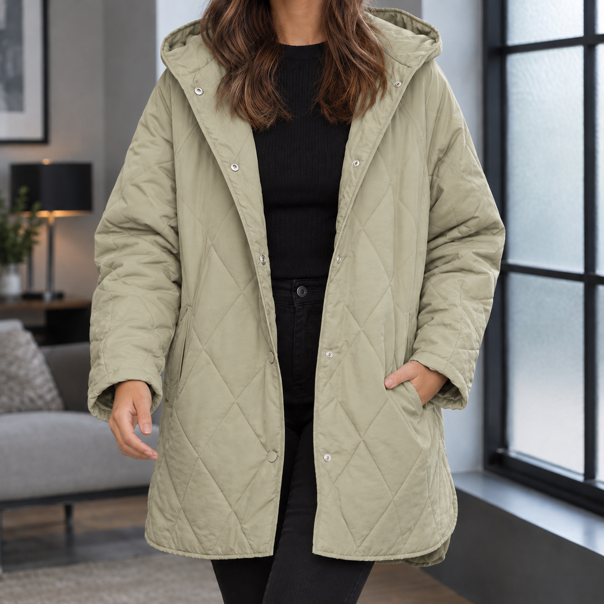 Audrina Quilted Jacket - Light Green