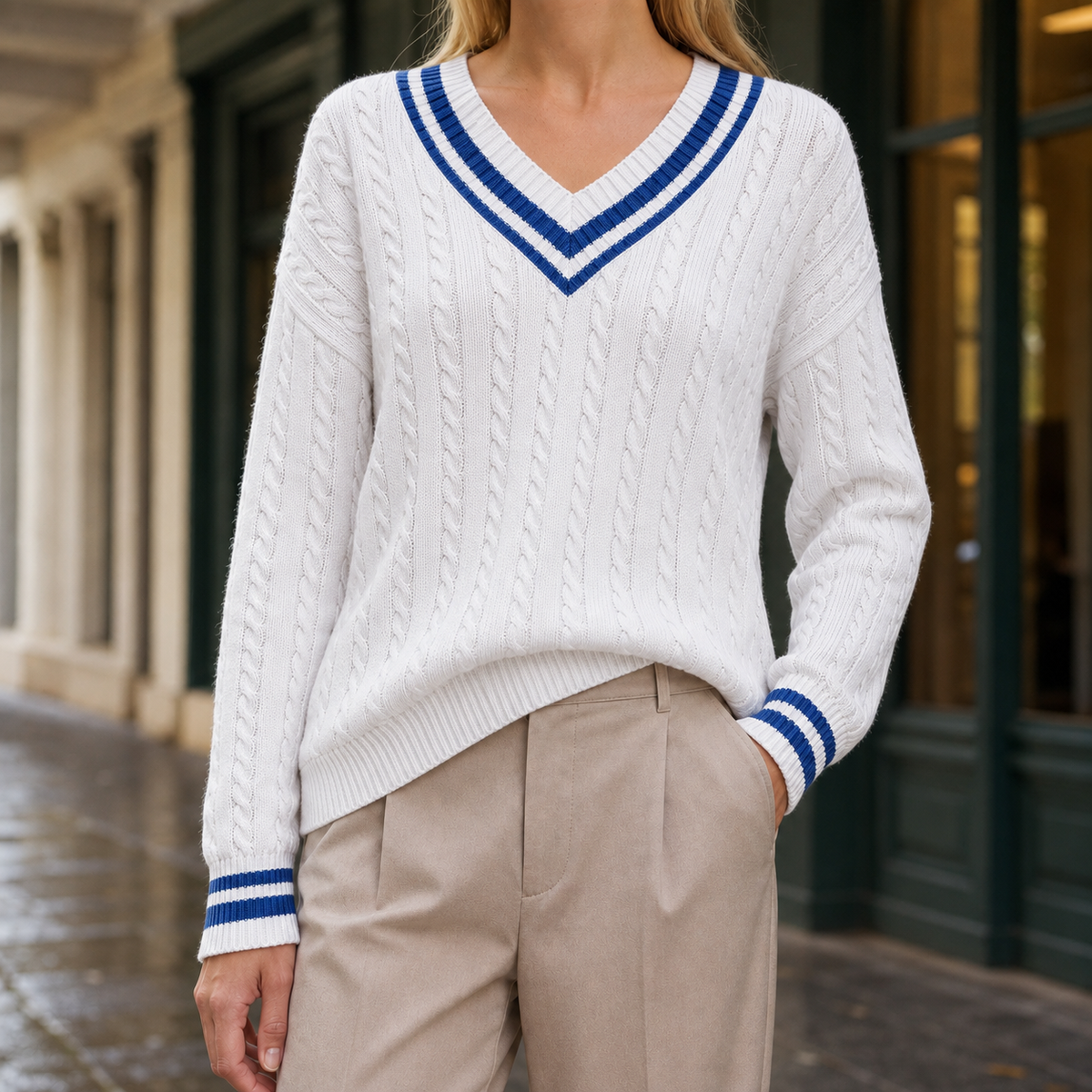 Sophie Cable Knit Sweater - Milky White