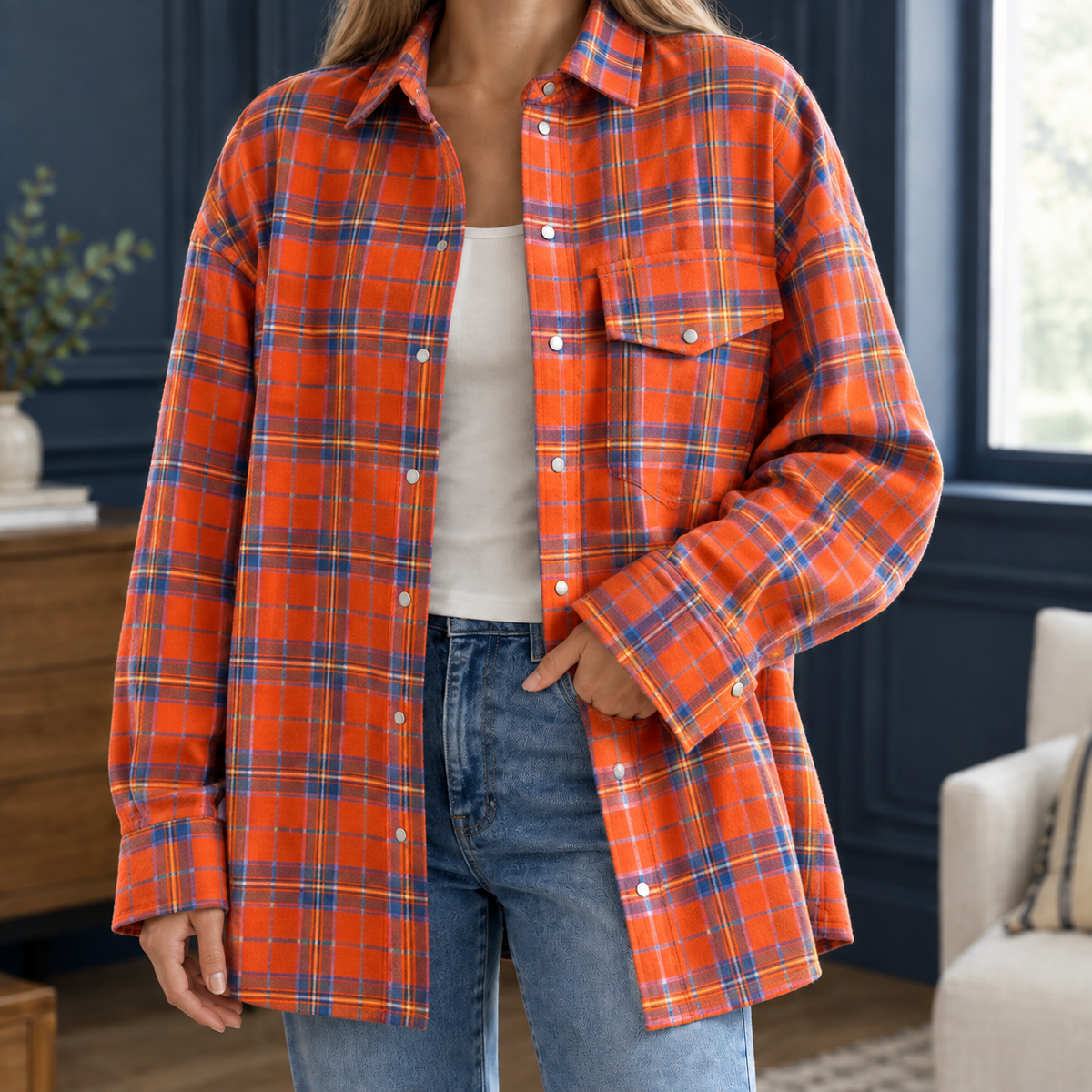 Madeleine Relaxed Overshirt - Orange