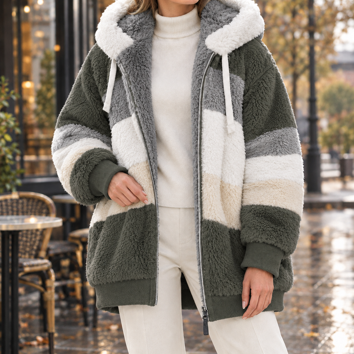 Ariadne Colorblock Jacket - Army Green