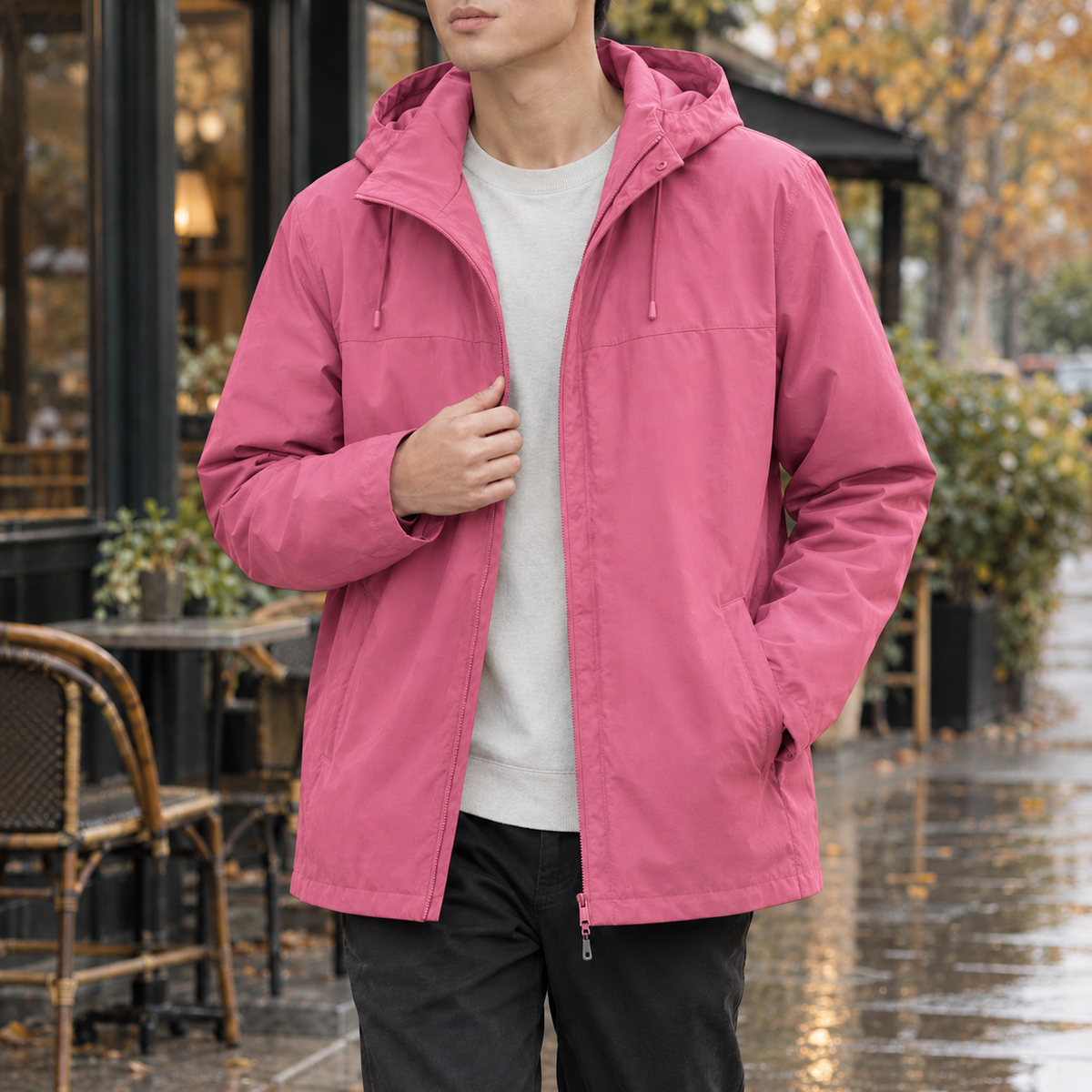 Orion-Dean Lightweight Hooded Jacket - Pink
