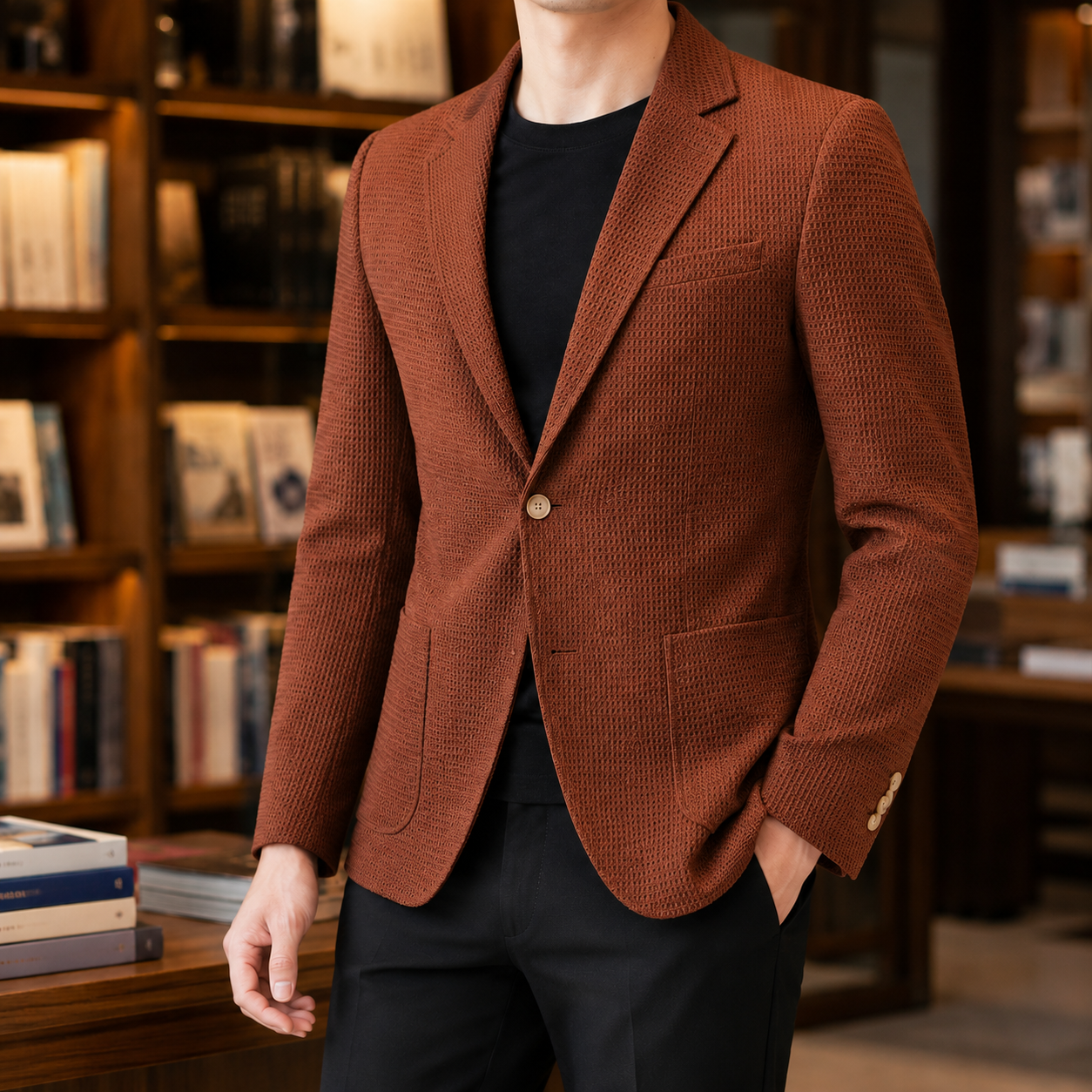 Gideon Slim Fit Blazer - Brown