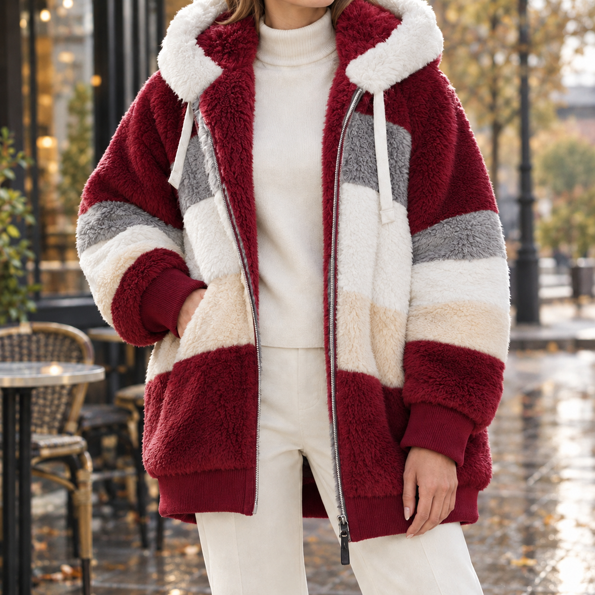Ariadne Colorblock Jacket - Wine Red