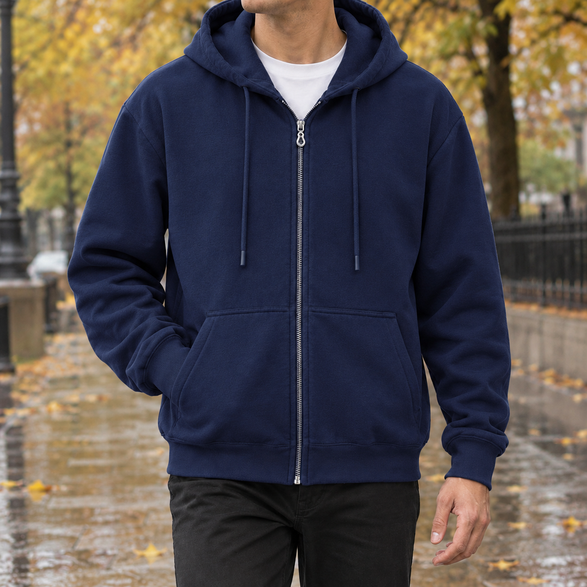 Christian Zip Front Jacket - Navy Blue