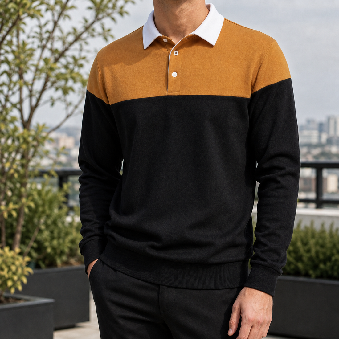 Julian Colorblock Sweater - Earth Yellow