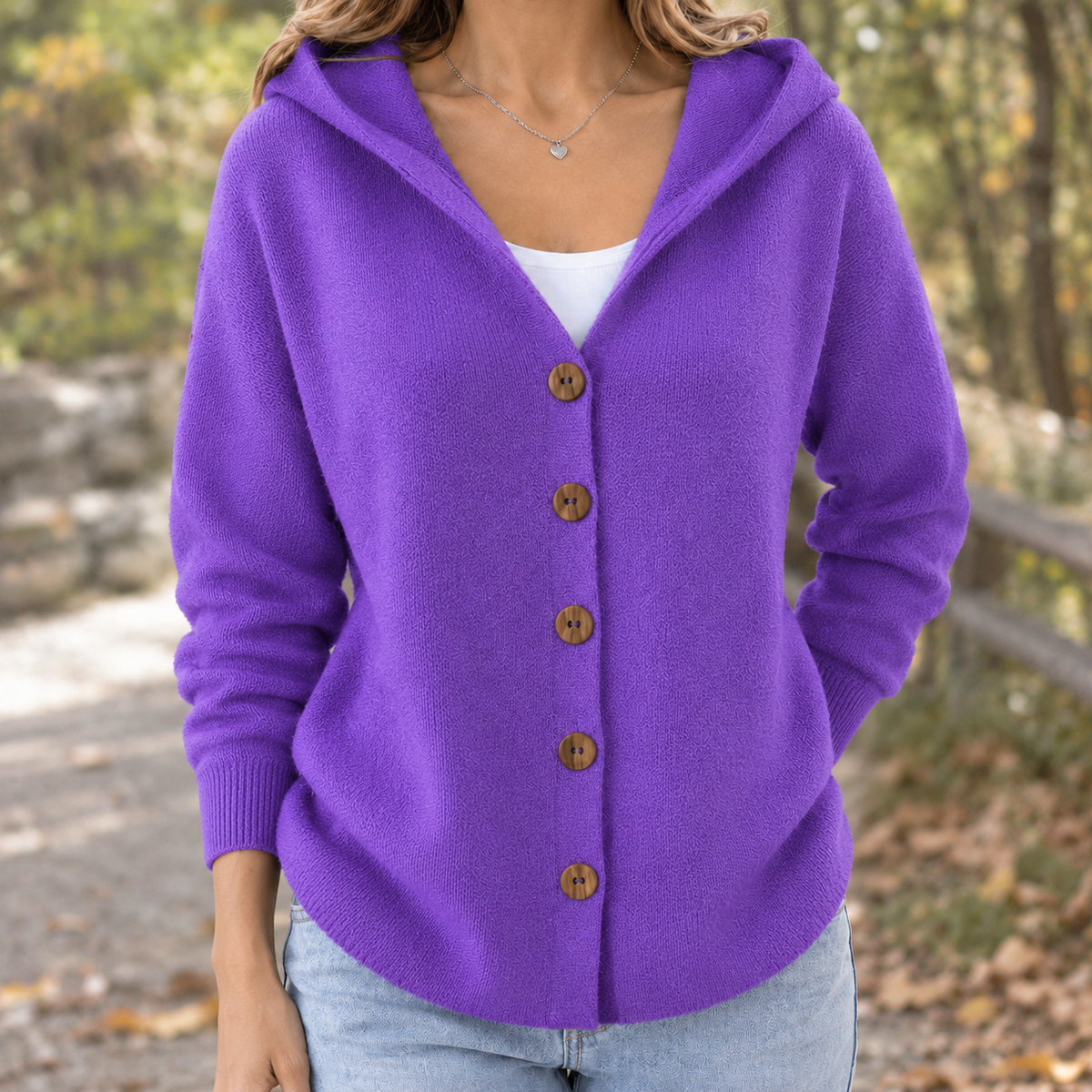 Anais Hooded Cardigan - Purple