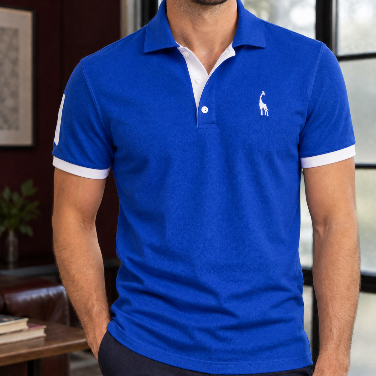 Raymond Contrast Polo - Royal Blue