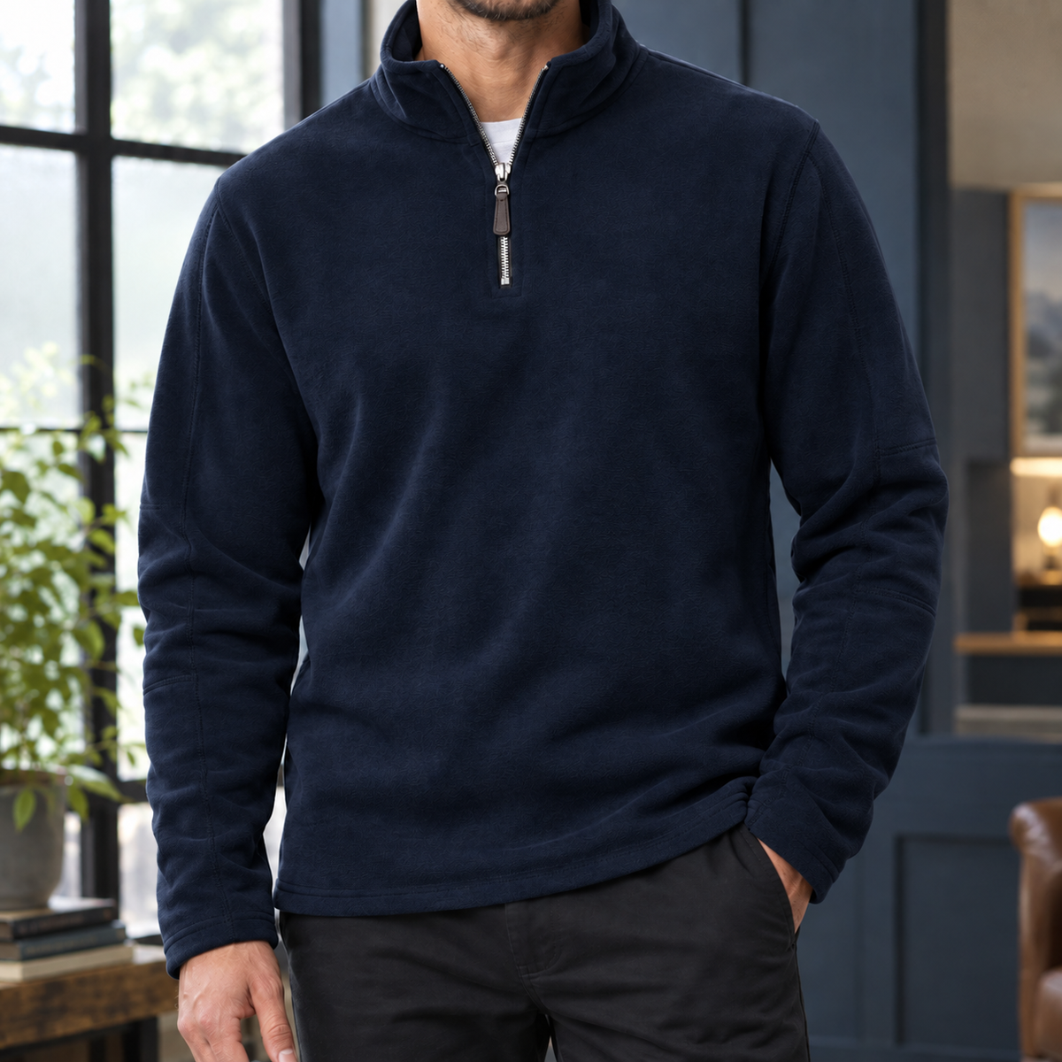 Kai Quarter Zip Top - Navy Blue