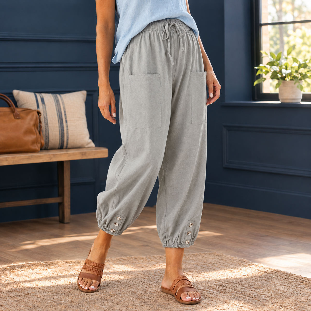 Estelle Relaxed Pants - Light Gray