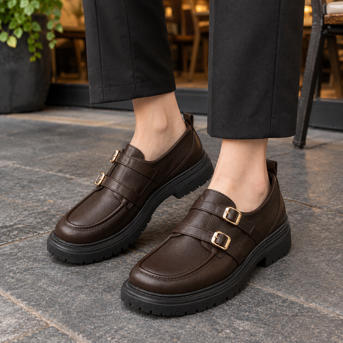 Marzano Monk Strap Shoes - Brown 2