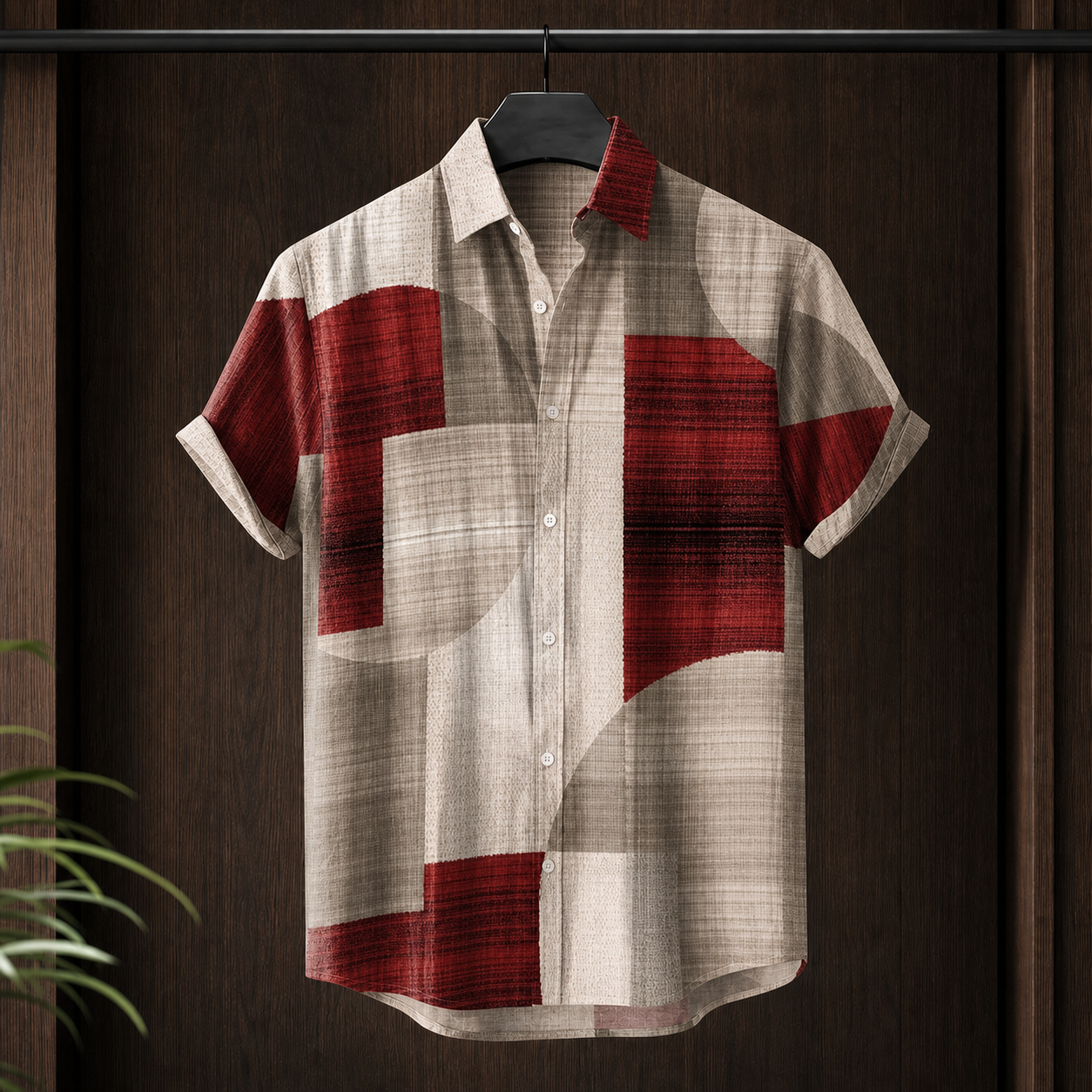 Otto Printed Shirt - Burgundy And Cream