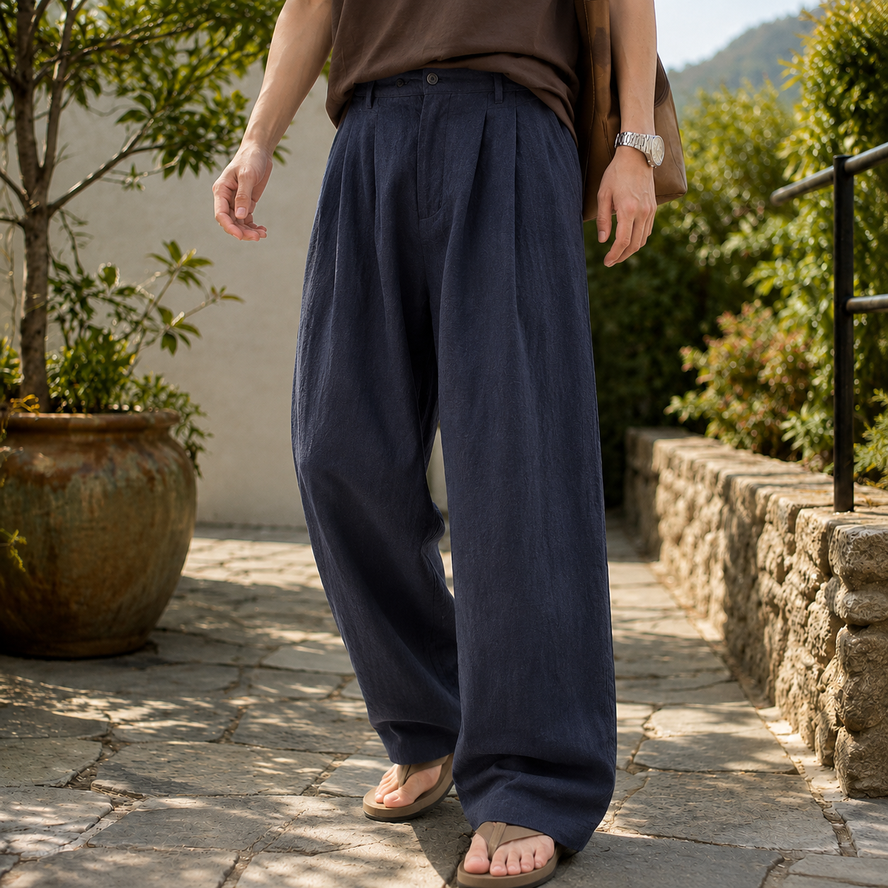Leander Wide Leg Pants - Dark Blue