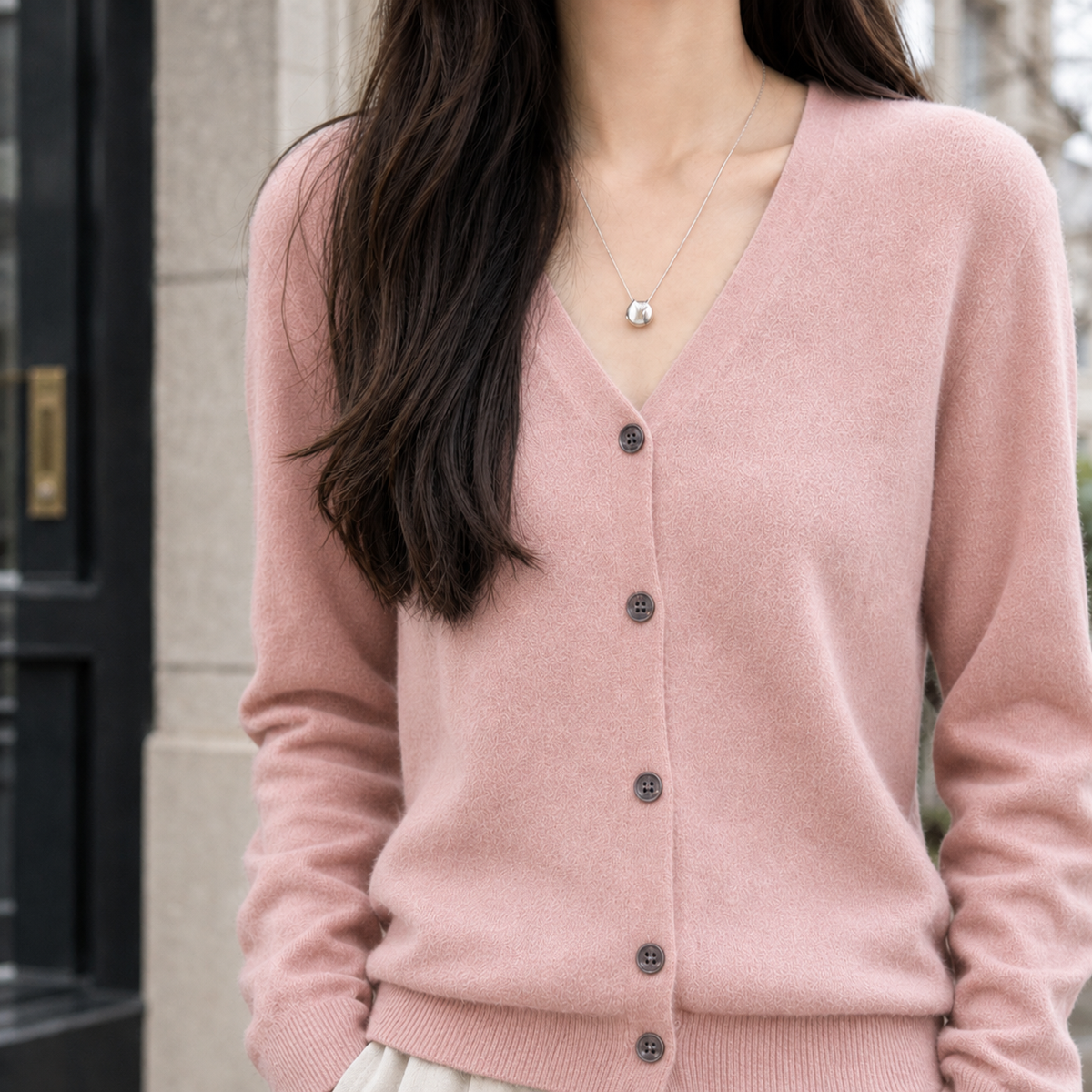 Violetta V-Neck Cardigan - Pink