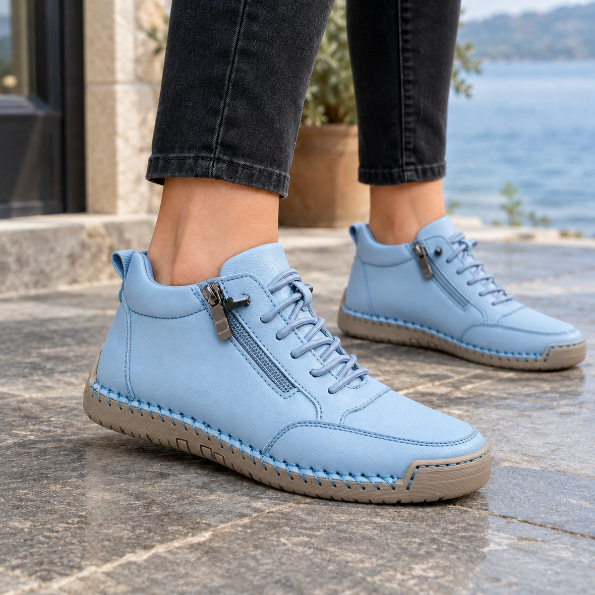 Bordoni Hand-Stitched Sneakers - Sky Blue