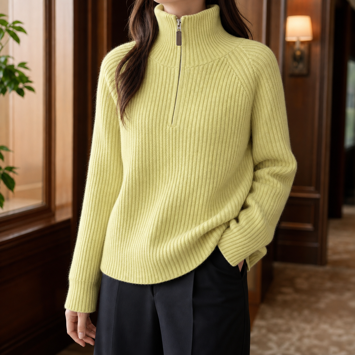 Elowen Half Zip Sweater - Yellow