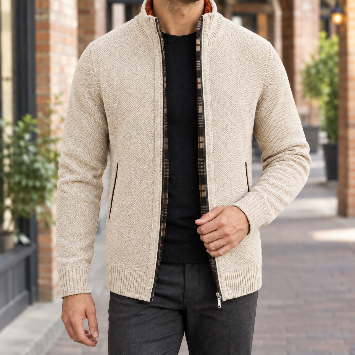 Killian Stand Collar Sweater - Beige