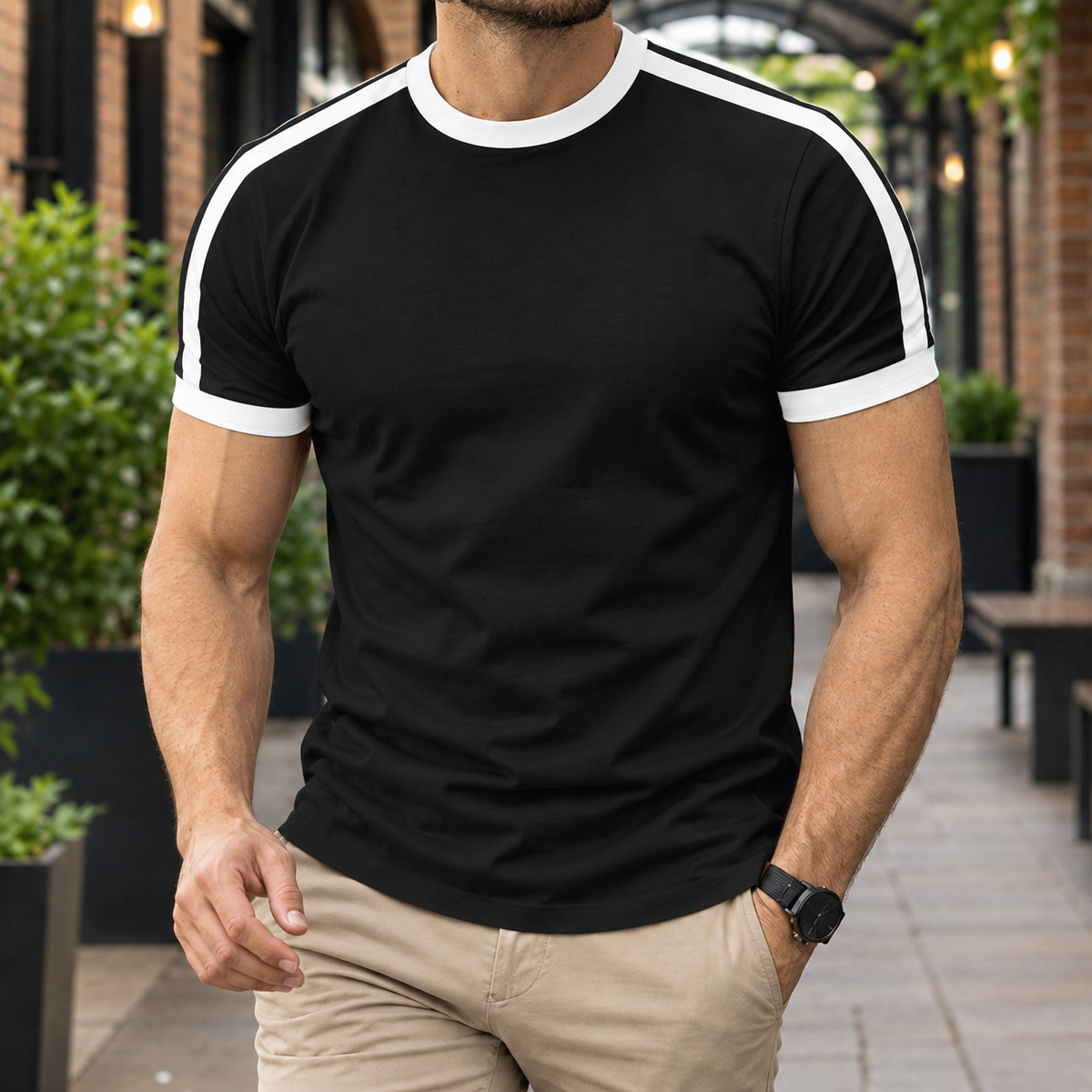 Oscar Contrast T-Shirt - Black
