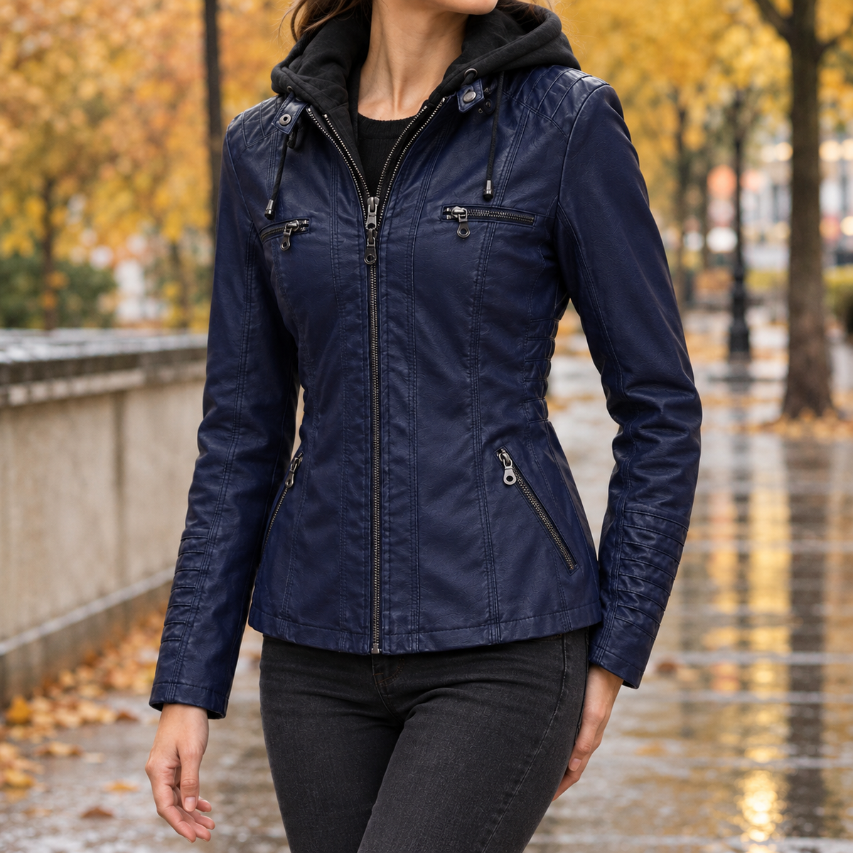 Ernestine Hooded Jacket - Dark Blue