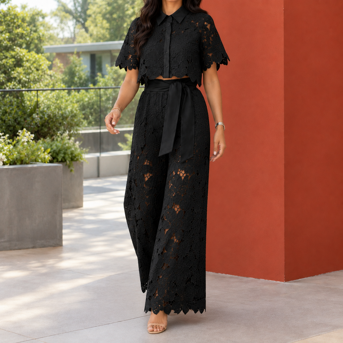 Evelina Wide Leg Set - Black