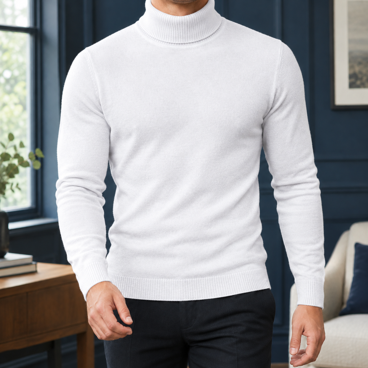 Asher Turtleneck Sweater - White