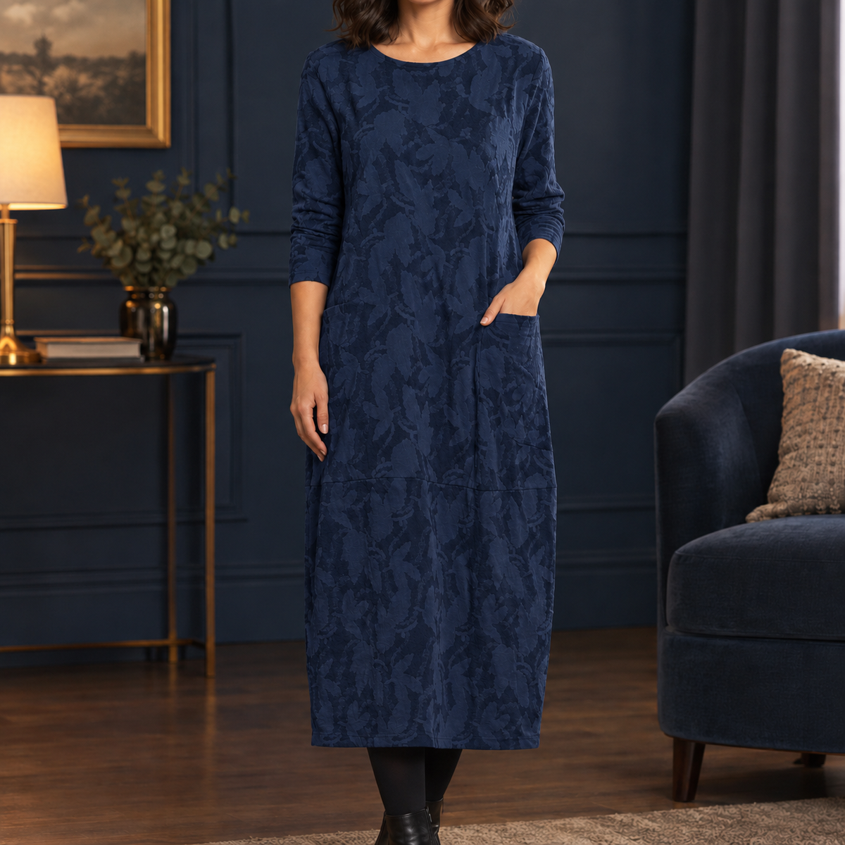 Aline Cocoon Midi Dress - Blue