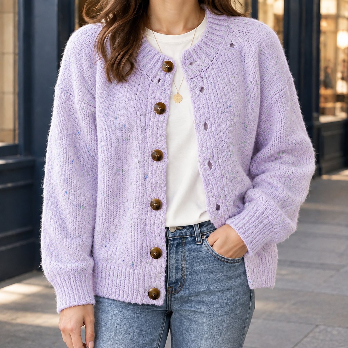 Wendy Textured Cardigan - Lavender