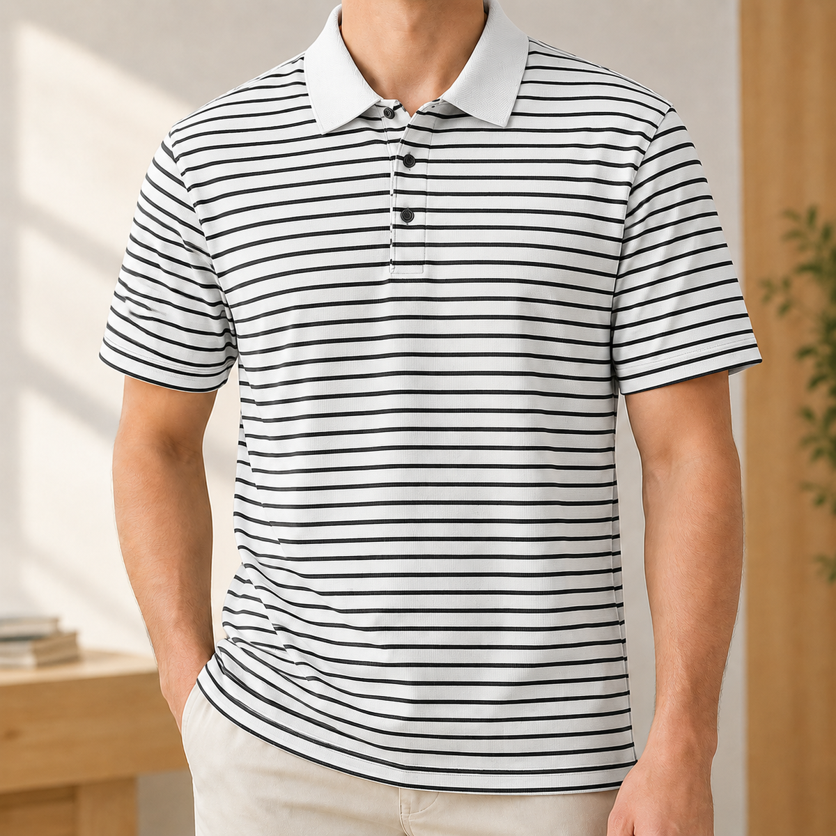 Mateo Striped Polo - White