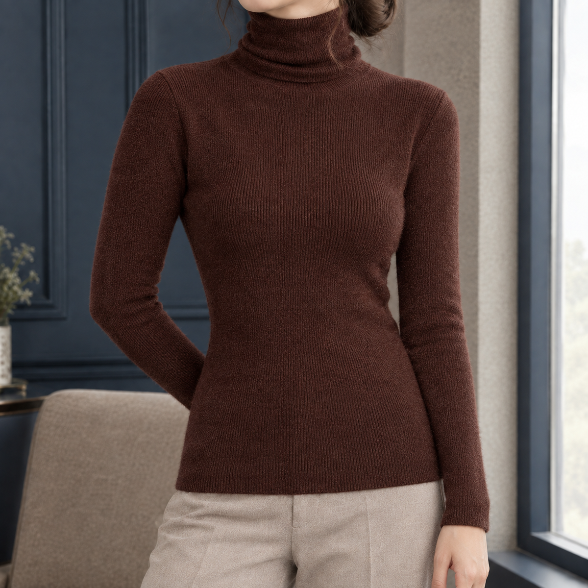 Morgan Turtleneck Sweater - Brown