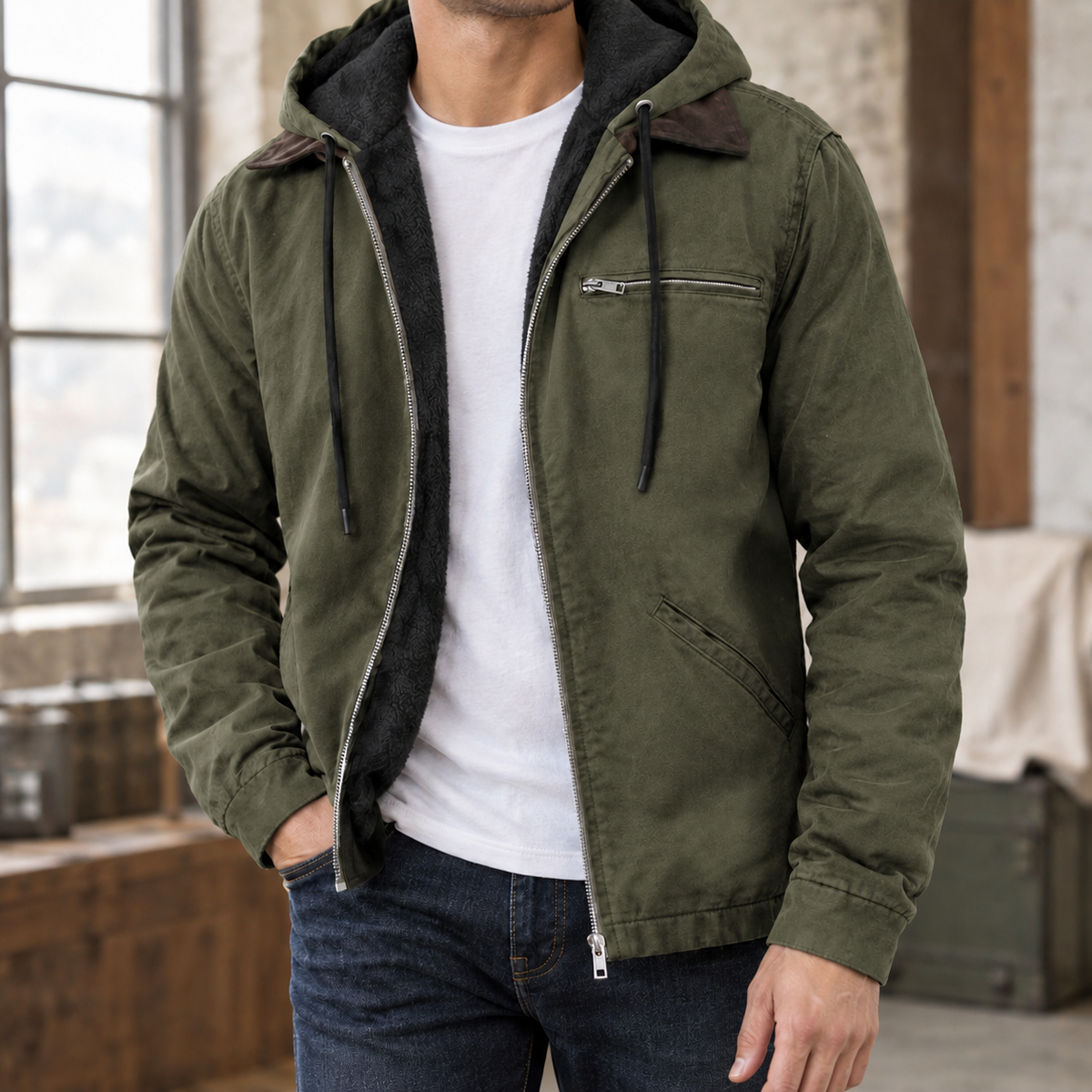 Ludovic Hooded Jacket - Army Green