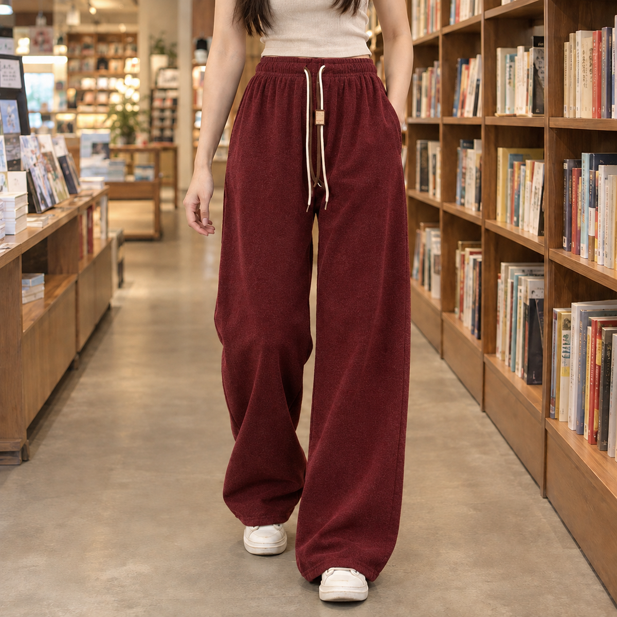 Hildegarde Wide Leg Pants - Wine Red
