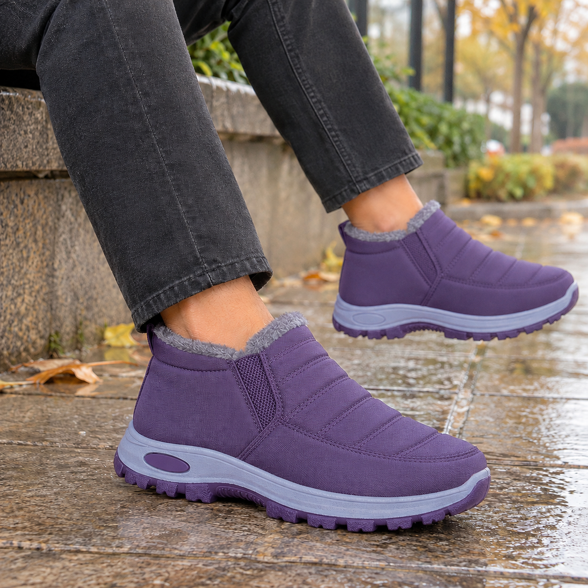 Isernia Plush Lined Ankle Boots - Purple