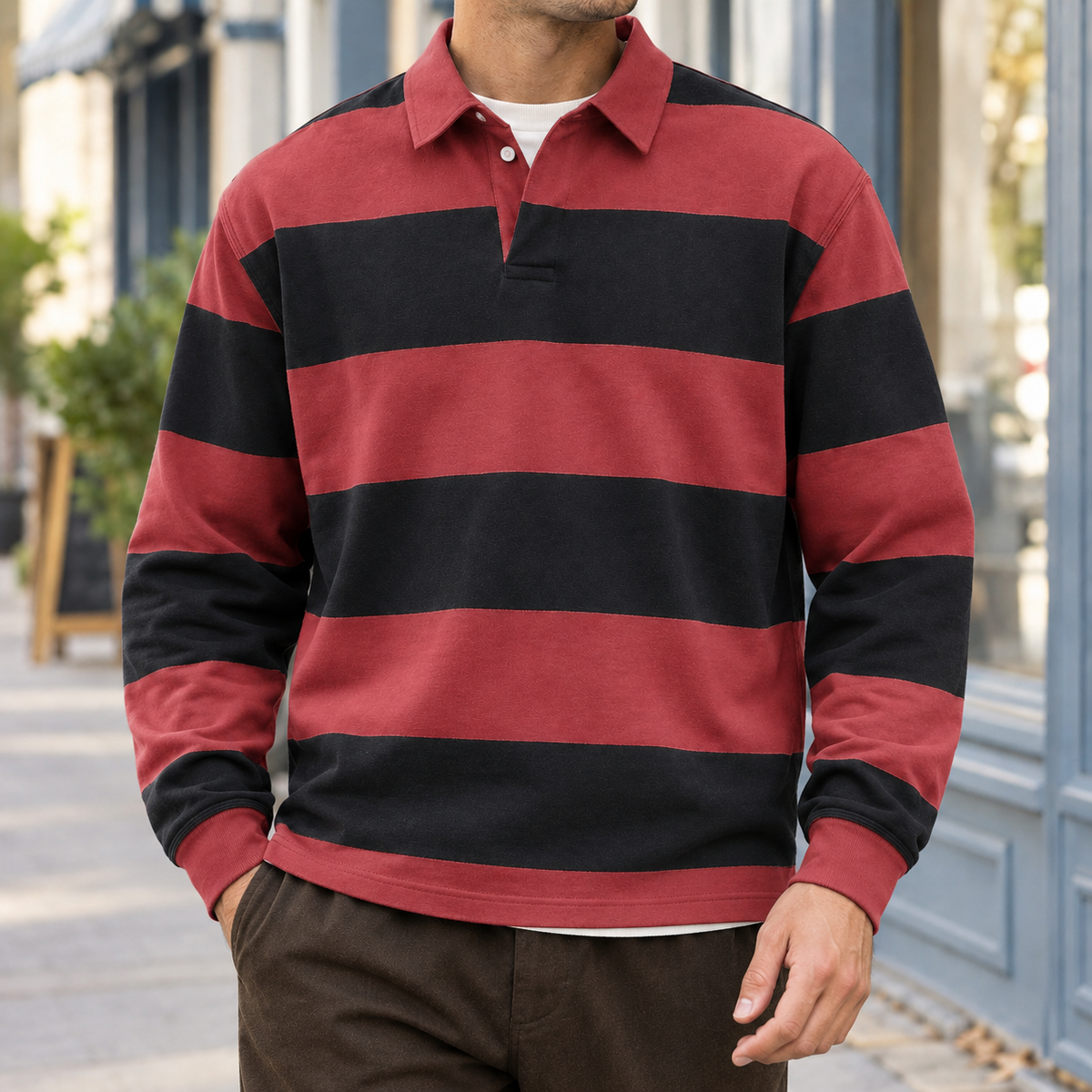 Alaric Striped Polo - Red