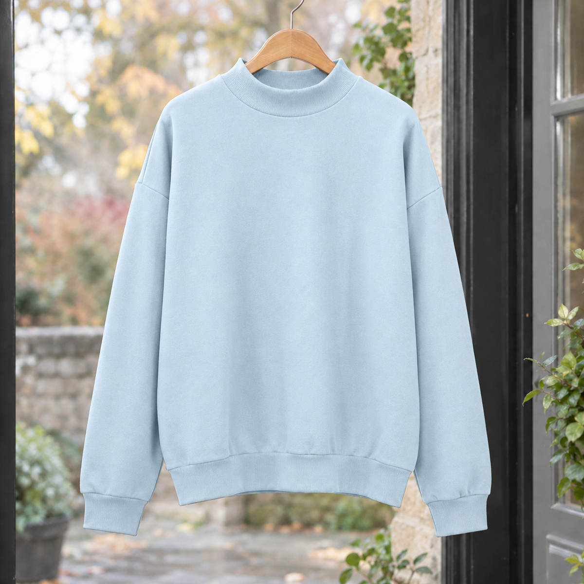 Gillian Mock Neck Sweater - Light Blue