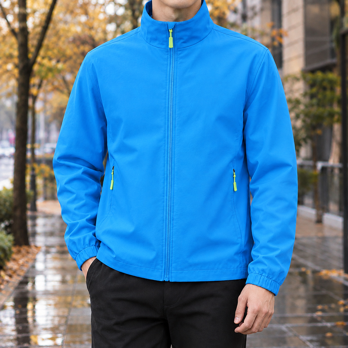 Norbert Stand Collar Jacket - A - - Royal Blue