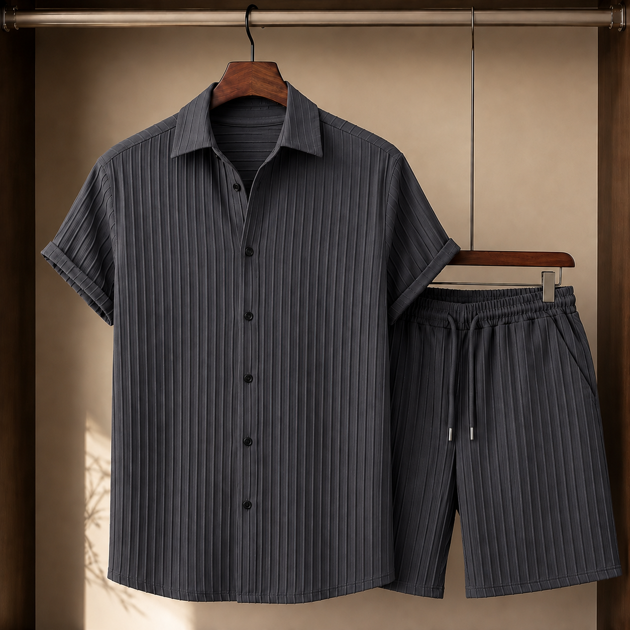 Emmett Pleated Set - Dark Gray