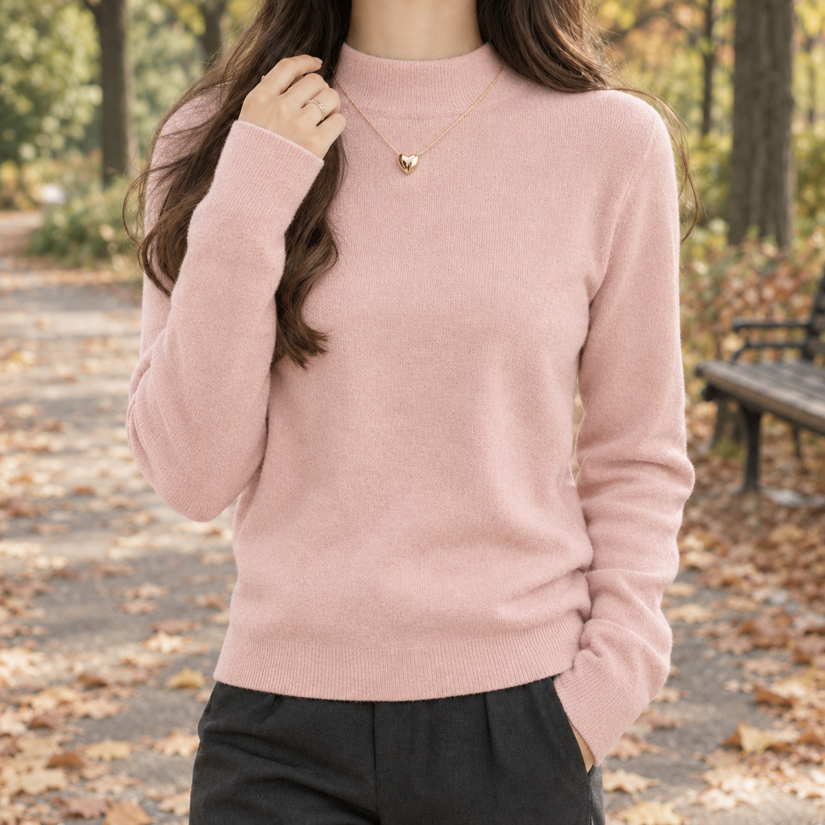 Faye Mock Neck Sweater - Pink