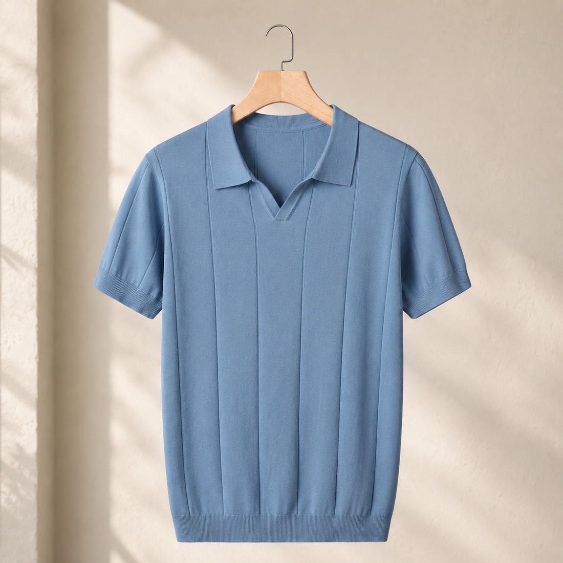 Rocco Open Collar Polo - Blue