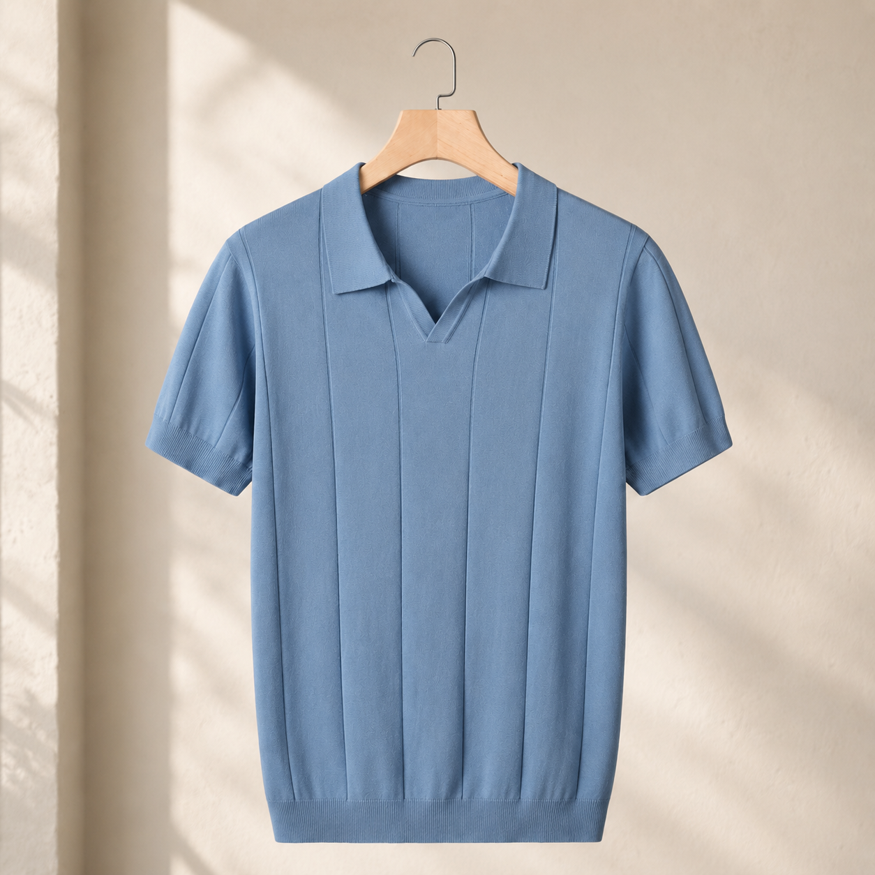 Rocco Open Collar Polo - Blue